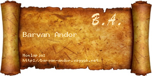 Barvan Andor névjegykártya